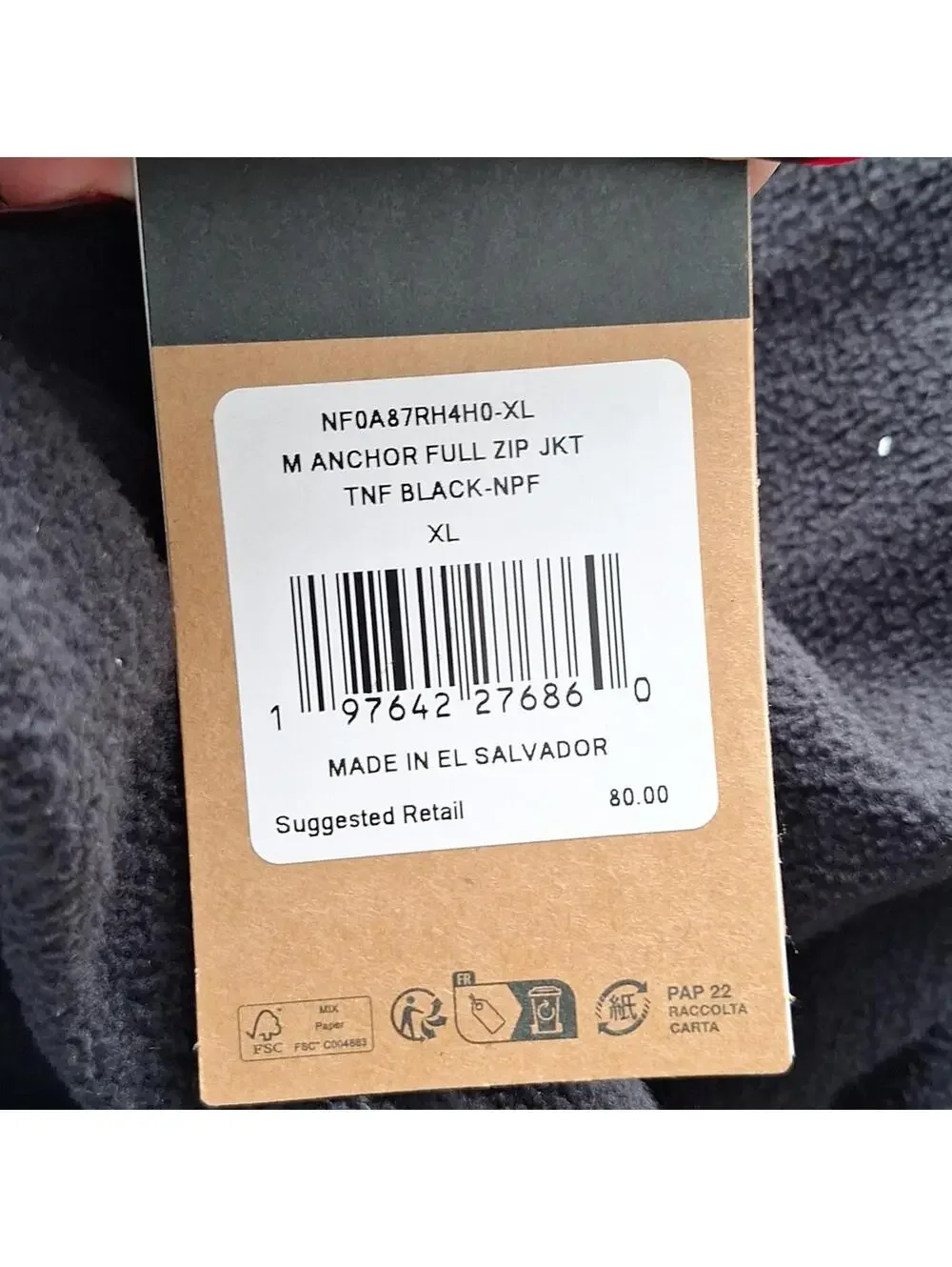 Nwt The North Face Mens Black Full Zip Jacket Size XL